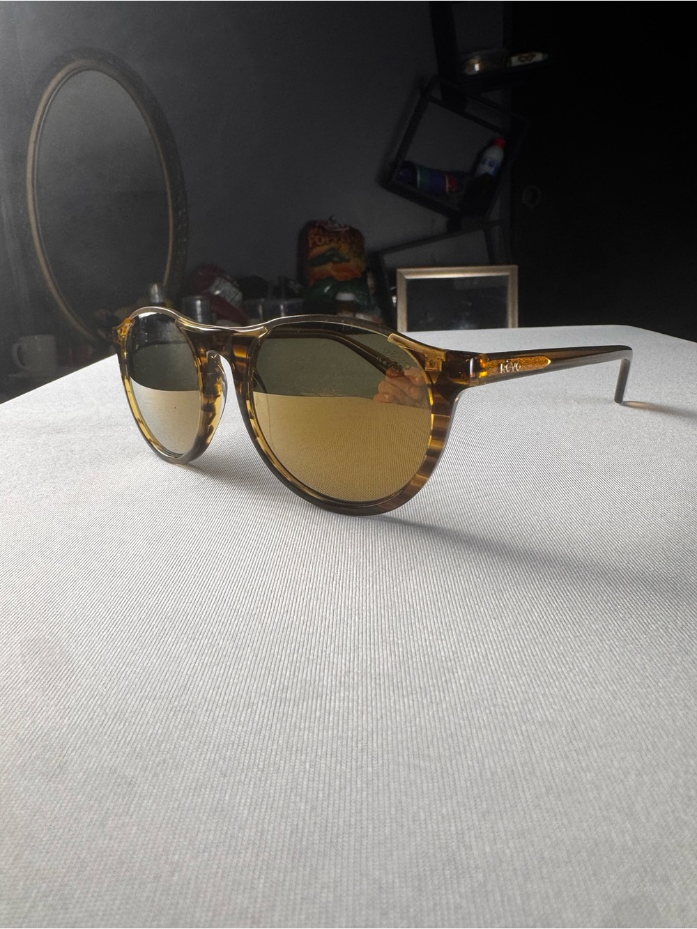 NEW! Revo NOLITA Amber Horn POLARIZED Champagne Gold Lens Sunglass 2200 11 CH